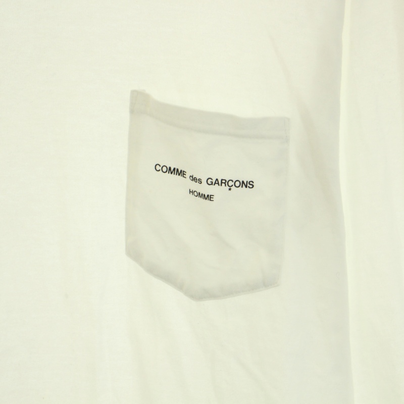 COMME des GARCONS HOMME AD2020 20AW 綿天竺ロゴTシャツL/S ロンT カットソー クルーネック 長袖 ロゴプリント L 白 HF-T010 メンズ_画像3