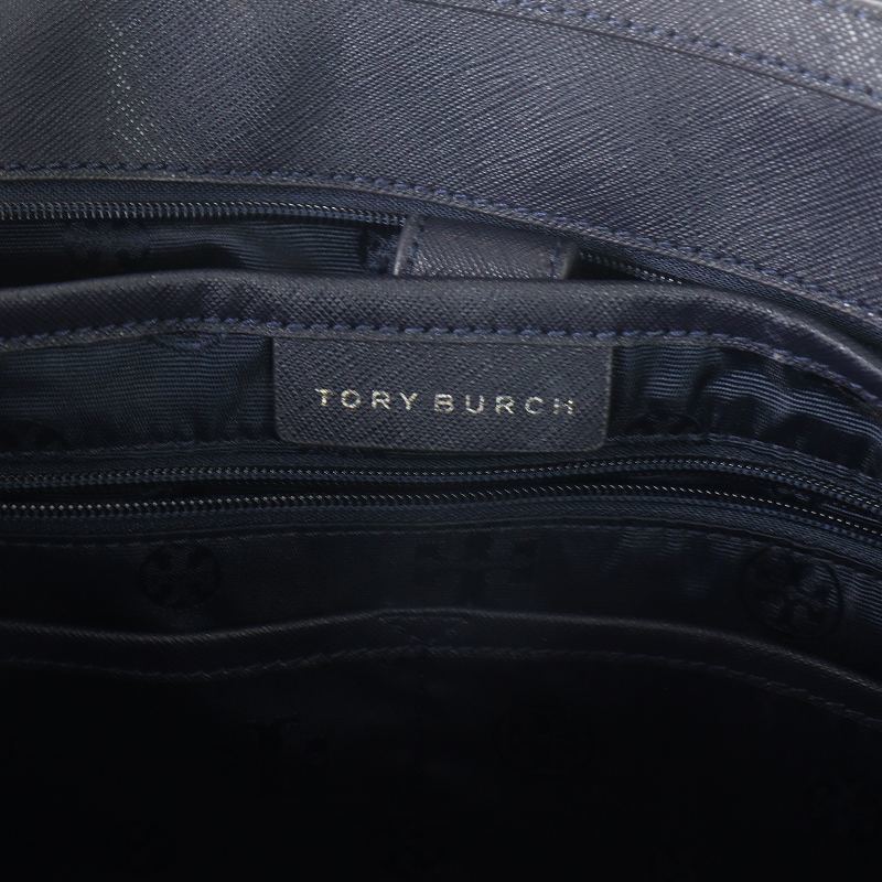 トリーバーチ TORY BURCH トートバッグ ハンドバッグ ロゴ レザー 紺 ネイビー /SI15 レディース_画像8