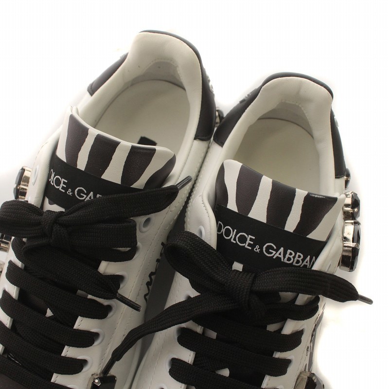  unused goods Dolce & Gabbana Dolce&Gabbana DOLCE&GABBANA Portofino sneakers low cut biju- leather 24cm white CK1544 AD464