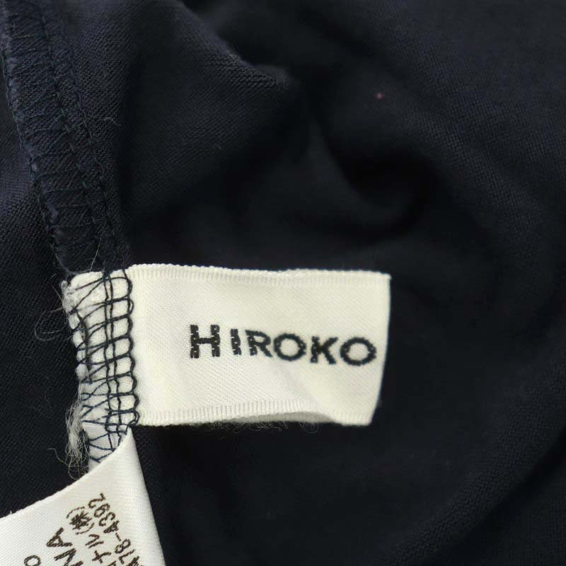 ヒロココシノ HIROKO KOSHINO チュール装飾 長袖 Tシャツ カットソー 38 紺 茶 青 /NR ■OS レディース_画像3