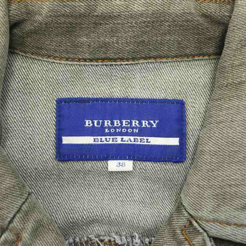 バーバリーブルーレーベル BURBERRY BLUE LABEL デニムジャケット Gジャン ウォッシュ加工 38 M グレー /AT ■OS レディース_画像4