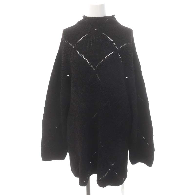  unused goods Le Ciel Bleu LE CIEL BLEU Mole Yarn Knit Top knitted sweater molding ya-n high‐necked long sleeve 36 black black lady's 