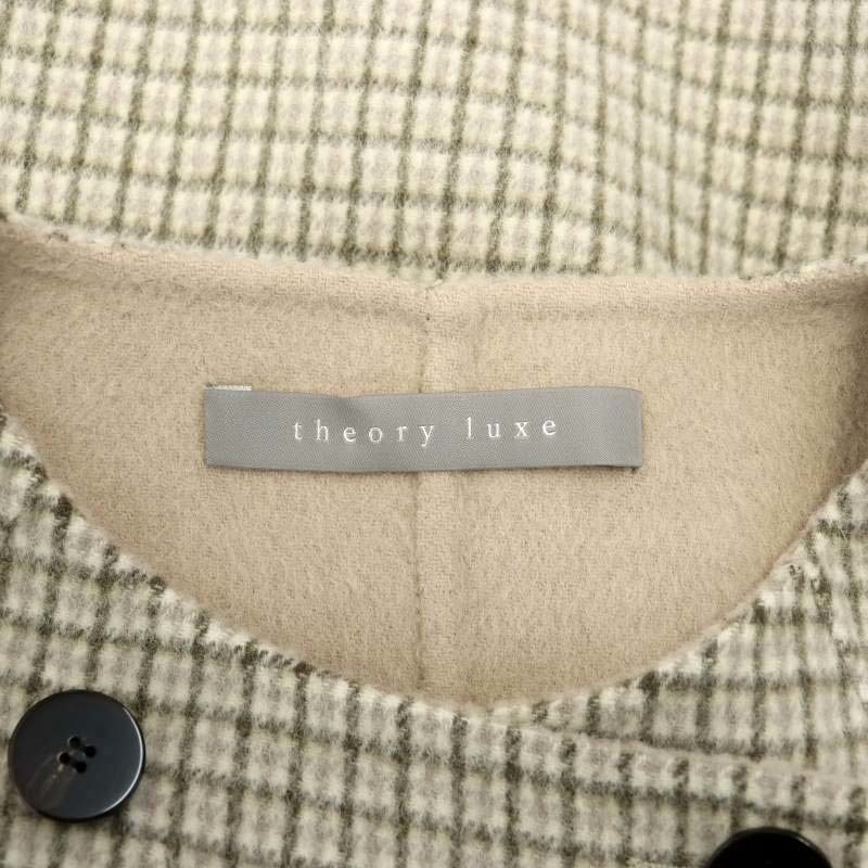  theory ryukstheory luxe 22AW New Motion Caspia coat check wool cashmere .38 M gray /SY #OS lady's 