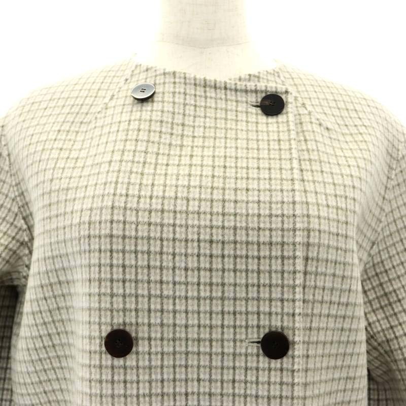  theory ryukstheory luxe 22AW New Motion Caspia coat check wool cashmere .38 M gray /SY #OS lady's 