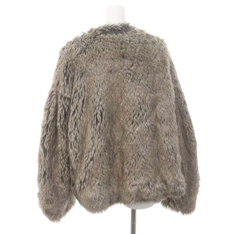 クラネ CLANE VOLUME FUR JACKET ジャケット フェイクファー ノーカラー アウター 1 茶 黒 ベージュ /MI ■OS レディース_画像2