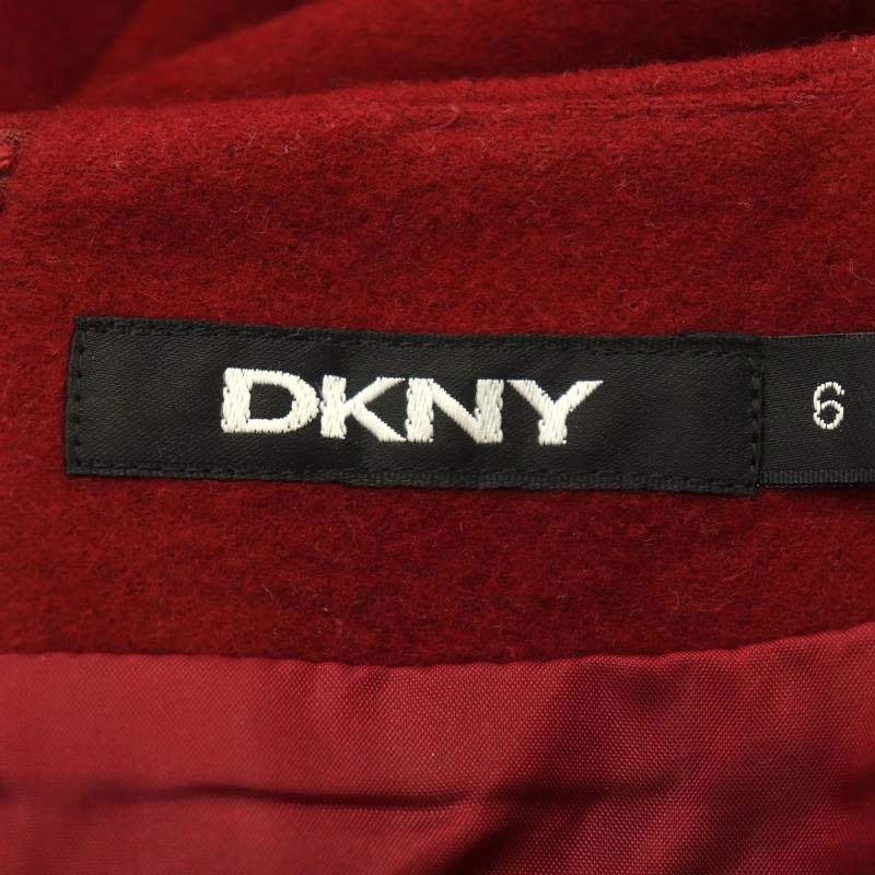 ダナキャランニューヨーク DKNY スカート ロング セミフレア フリンジ ウール アンゴラ混 6 赤 レッド /NR ■OS レディース_画像3