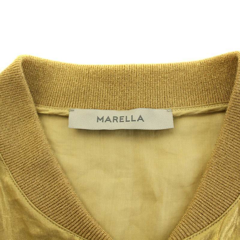 マレーラ MARELLA シャツ ブラウス 長袖 比翼ボタン シアー シースルー I42 M ゴールド色 /KQ レディース_画像4