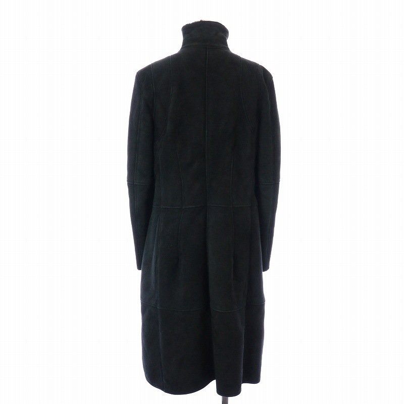  Loewe LOEWE мутоновое пальто длинный овечья кожа кожа ягненка соотношение крыло кнопка с высоким воротником мех 38 M чёрный черный /KW #GY18 женский 