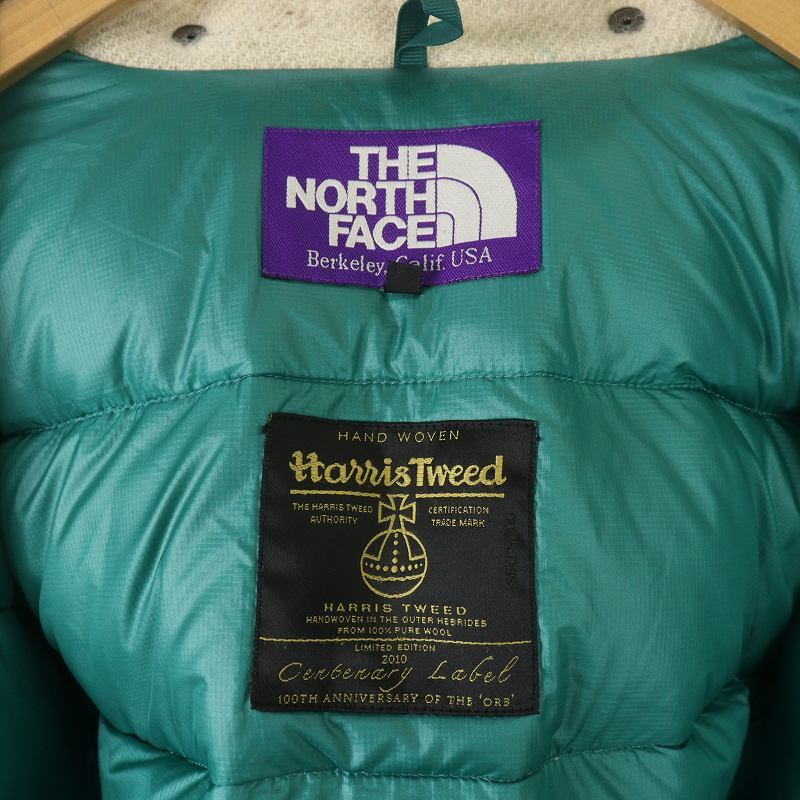 THE NORTH FACE PURPLE LABEL HARRIS TWEED PERTEX 光電子 ダウンジャケット ミドル ジップアップ ウール M アイボリー ND2193N /SI11_画像8