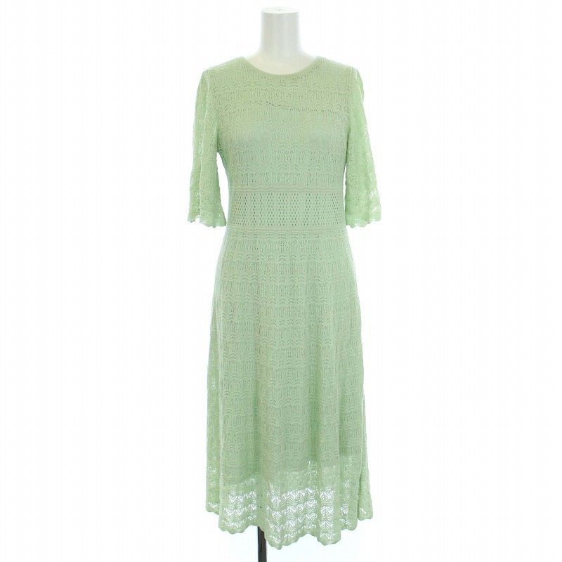  Tocca TOCCA 21SS race One-piece knitted 7 minute sleeve mi leak height long XS green mint green /TK lady's 