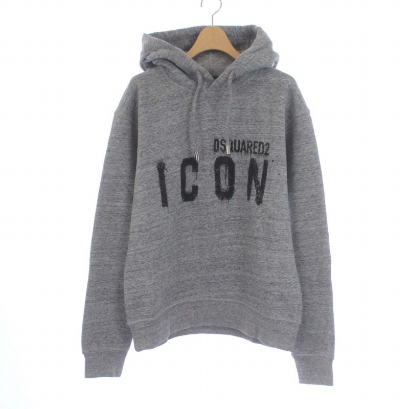 未使用品 ディースクエアード DSQUARED2 Spray C. Hoodie プルオーバーパーカー スウェット 長袖 ロゴ 裏起毛 S グレー S79GU0057 /KH ■GY_画像1