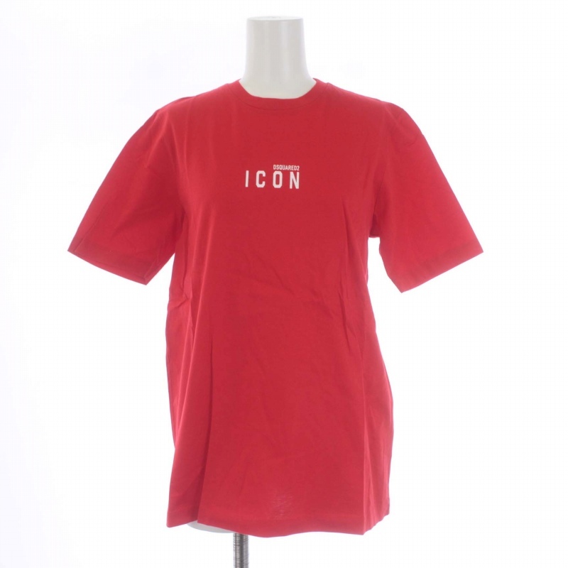 未使用品 ディースクエアード DSQUARED2 Icon Mini Logo T-Shirt Renny Fit ミニロゴ Tシャツ カットソー 半袖 S 赤 S80GC0009