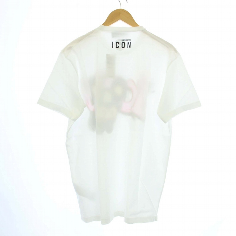 未使用品 ディースクエアード DSQUARED2 22SS ICON ドッグプリント Tシャツ カットソー 半袖 XL 白 ホワイト S79GC0046_画像2