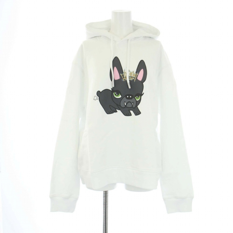 未使用品 ディースクエアード Icon Hilde C. Hoodie Cool Fit プルオーバーパーカー スウェット 長袖 プリント 裏起毛 S 白 S80GU0062