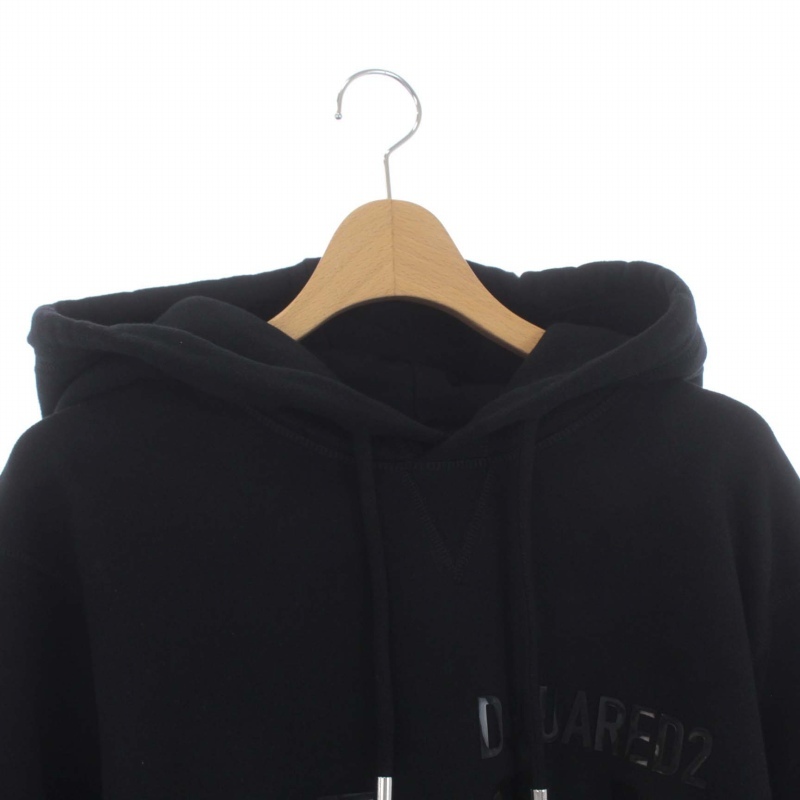 未使用品 DSQUARED2 Icon Monotone Hoodie モノトーン フーディ プルオーバーパーカー スウェット 長袖 裏起毛 XS 黒 S79GU005GY29_画像4