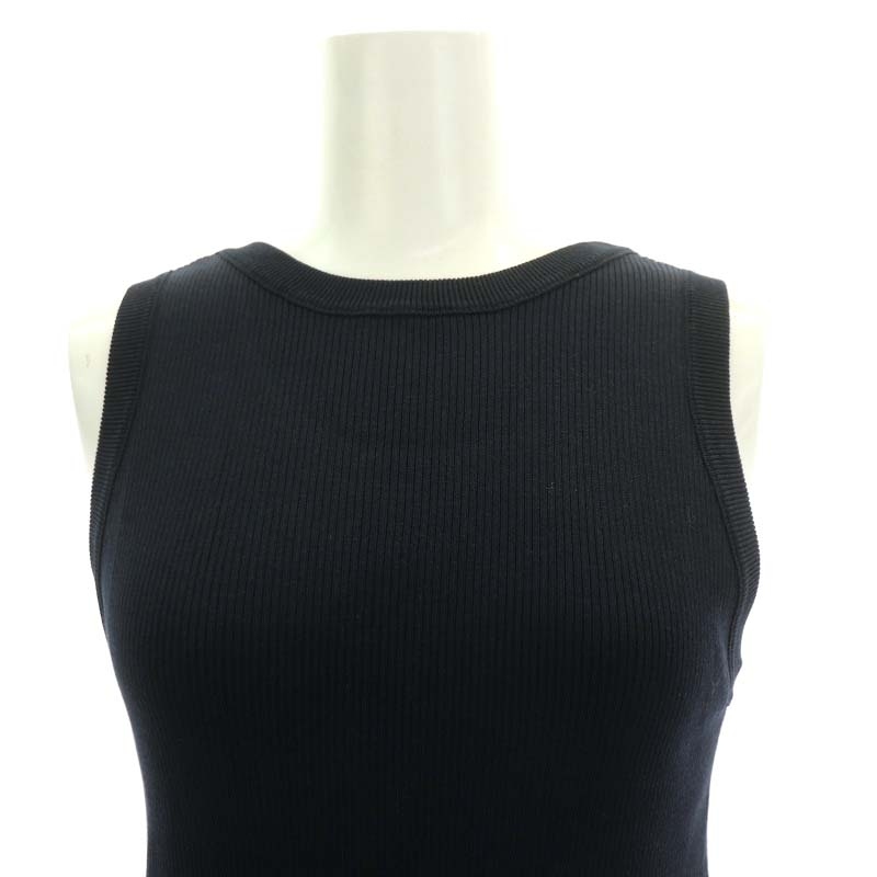  Mira o-wenMila Owen 23SS 2WAY silk . stitch Work knitted tanker tank top cut and sewn no sleeve 0 navy blue navy 