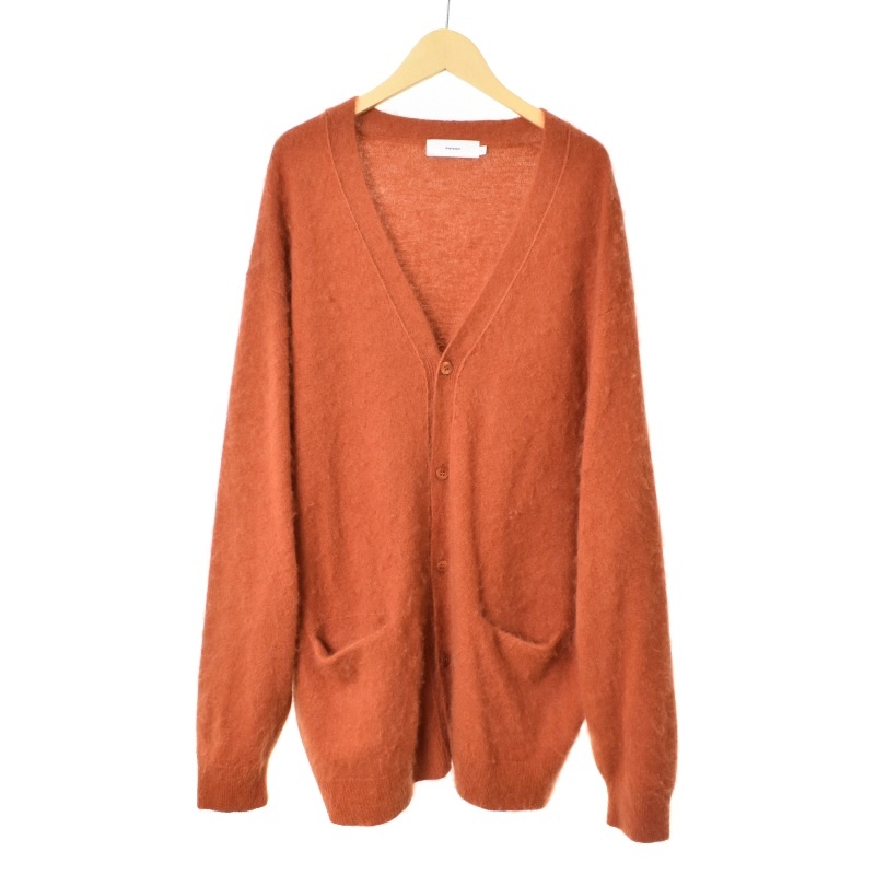 グラフペーパー Graphpaper 18AW Cashmere Shaggy Cardigan シャギー カーディガン 長袖 Vネック カシミヤ 2 オレンジ GU183-80049 メンズ