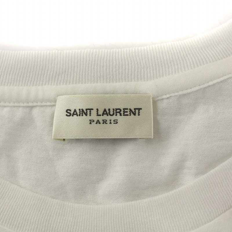 サンローラン パリ SAINT LAURENT PARIS 2021年製 Tシャツ カットソー 半袖 薄手 無地 XS 白 ホワイト 554298 /AQ ■GY19 レディース_画像4