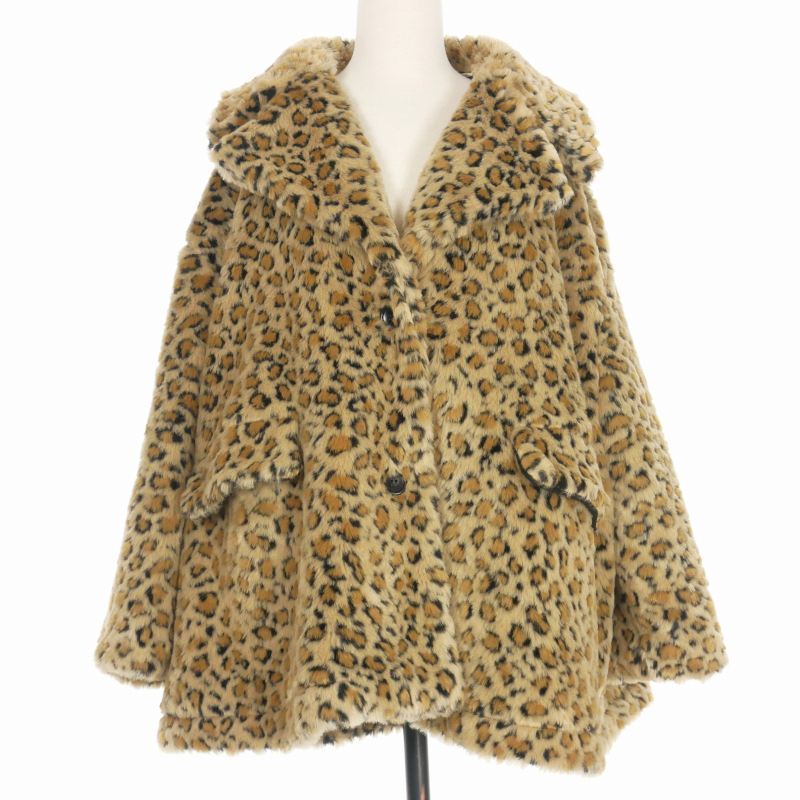  ash HACHE Leopard fake fur coat jacket 40 beige G730656 domestic regular lady's 