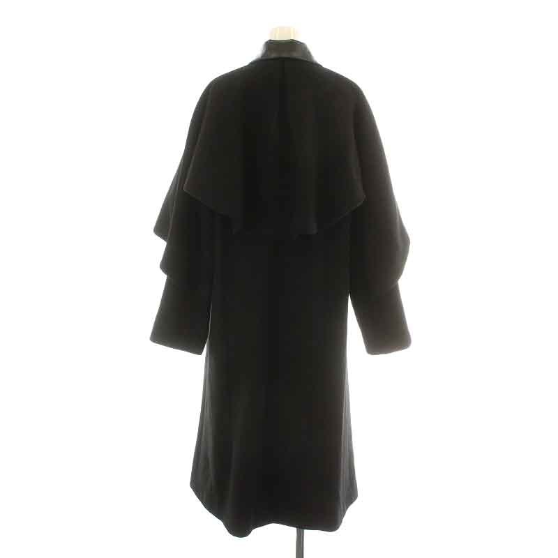 pameo Poe z Rod bar to coat Rothbart Coat turn-down collar coat double long fake leather switch cape attaching F black green navy blue 