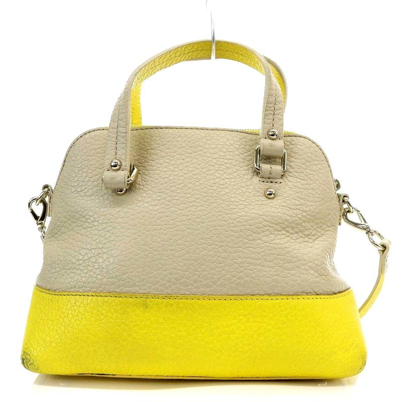 ケイトスペード KATE SPADE ハンドバッグ ショルダーバッグ 2way 斜め掛け レザー バイカラー ベージュ 黄色 イエロー PXRU2969_画像2