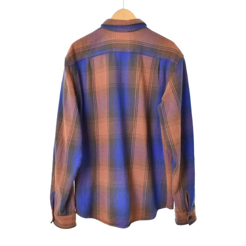 シュプリーム SUPREME 19FW Heavyweight Flannel Shirt ヘビーウェイト フランネルシャツ 長袖 チェック S 青 ブルー 茶 ブラウン メンズ_画像2