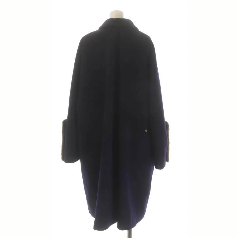 myu veil muveil turn-down collar coat outer long fake fur attaching snap-button 36 navy blue navy /ES #OS lady's 