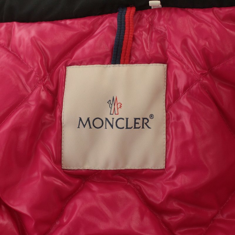 モンクレール MONCLER 18AW SIBYLLE ダウン コート ジャケット フード キルティング 切替 ジップアップ 6 116cm 黒 ブラック ピンク /IR ■_画像4