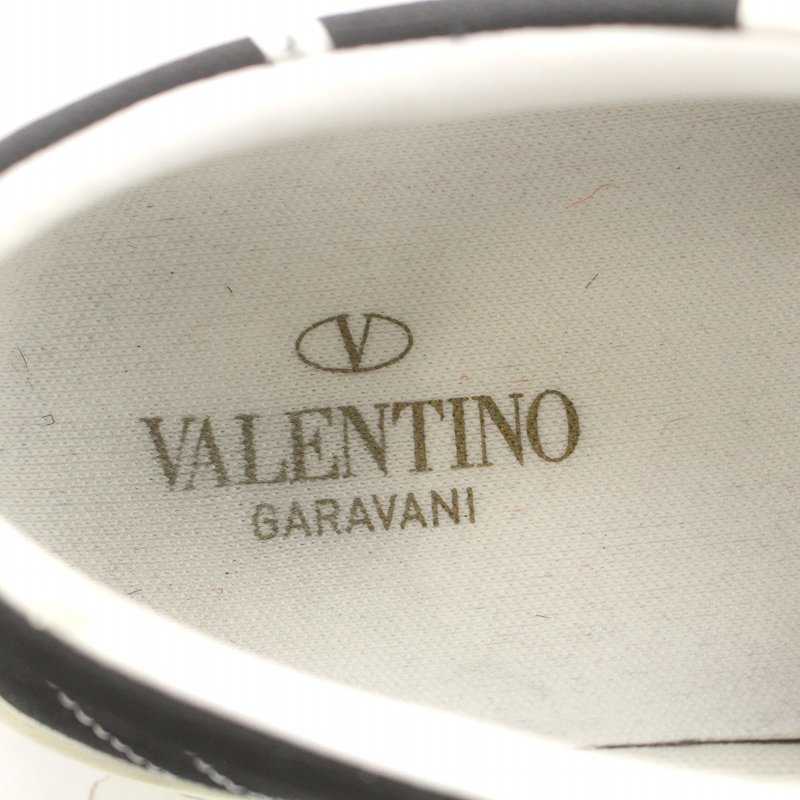 ヴァレンティノ ガラヴァーニ VALENTINO GARAVANI スニーカー シューズ ローカット Vロゴ キャンバス スエード 40 27.0cm 黒 ブラック 白_画像4