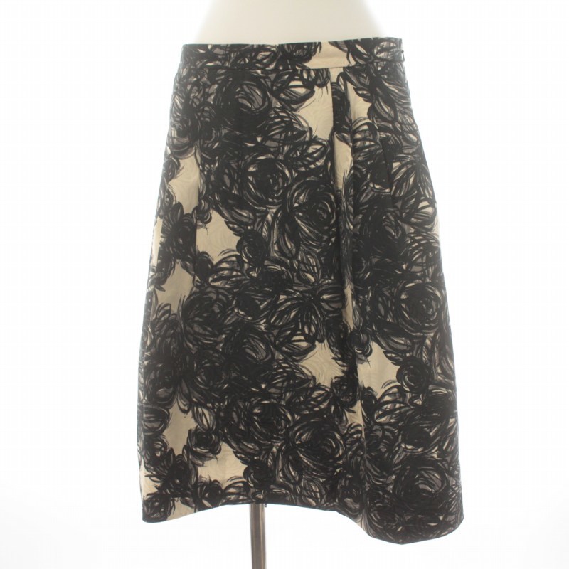  Max Mara stereo . Dio Max Mara Studio flair skirt long total pattern I38 S black black white white /KQ lady's 