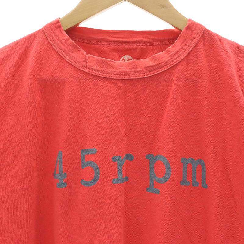 フォーティーファイブアールピーエム 45R 45rpm ロゴプリントクルーネックTシャツ カットソー 半袖 4 赤 レッド /DF ■OS メンズ_画像4