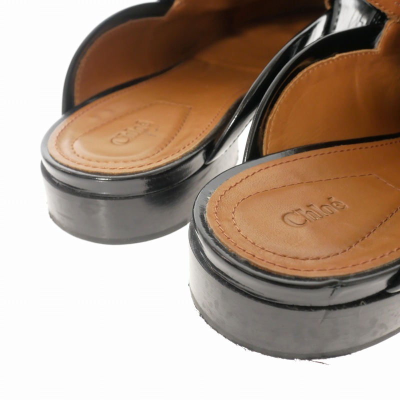 クロエ CHLOE エナメル ミュール 靴 36.5 黒 ブラック CH29605 レディース_画像4