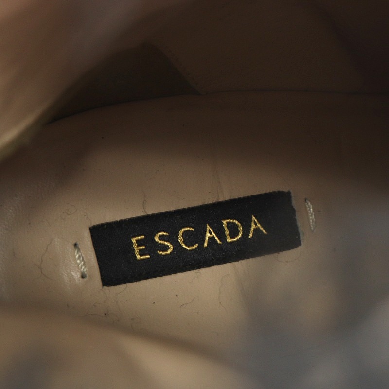 エスカーダ ESCADA ショートブーツ ウェッジソール フェイクファー 37 24cm 黒 ブラック /AK21 レディース_画像3