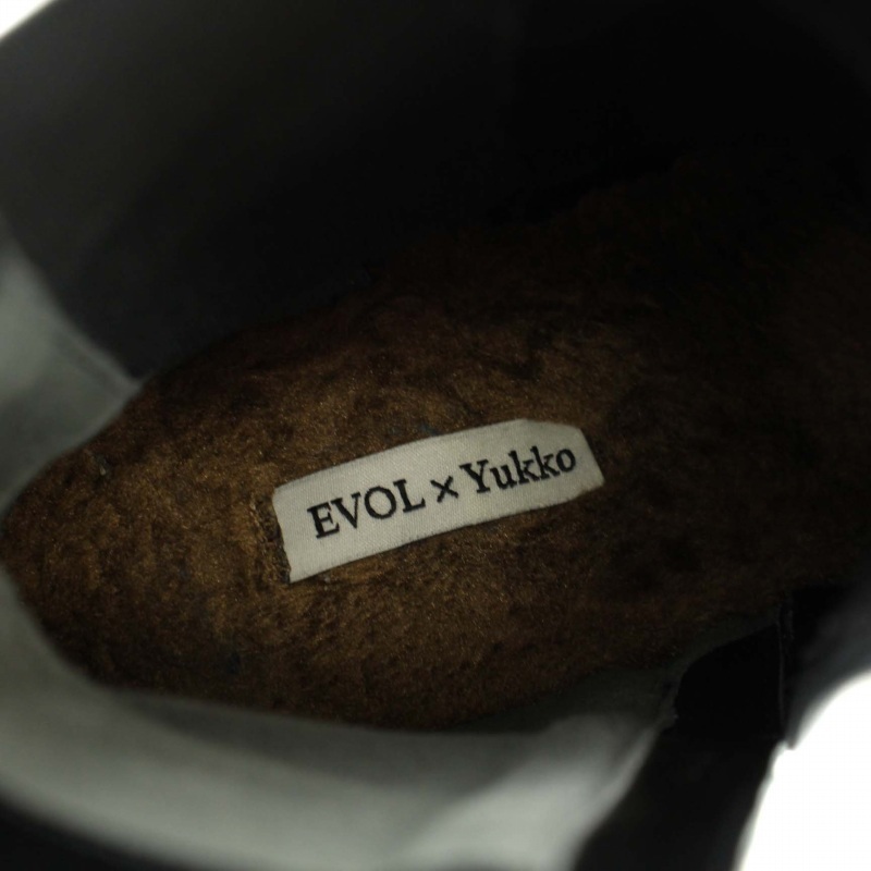 イーボル EVOL ユッコ Yukko サイドゴアブーツ ショートブーツ 厚底 レザー S 22.0～22.5cm 黒 ブラック /YT レディース_画像4