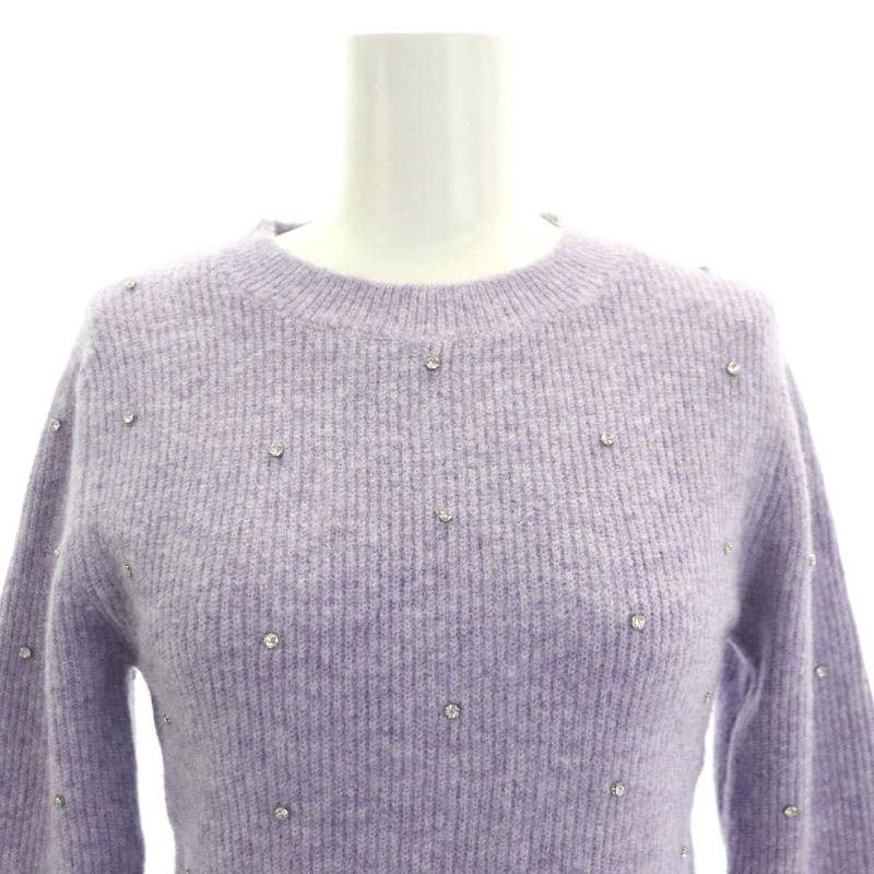 ザラ ZARA ラインストーン ニット セーター 長袖 装飾 S 紫 パープル /NR ■OS レディース_画像4