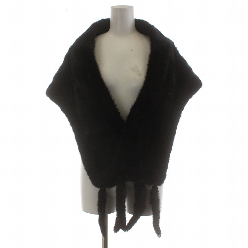  SaGa mink SAGA MINK silver SaGa shawl fur tippet fur dark mink fur fringe black black /AQ #GY18 lady's 