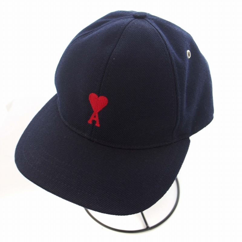 アミ アレクサンドル マテュッシ ami alexandre mattiussi RED AMI DE COEUR EMBROIDERY CAP ベースボールキャップ 野球帽 ロゴ 紺_画像1
