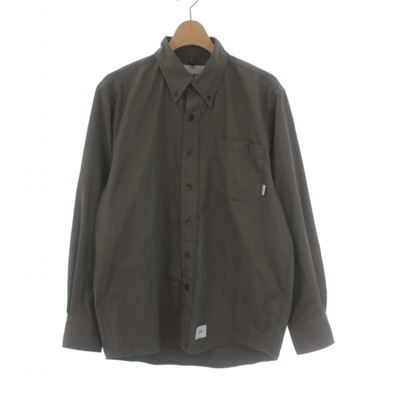 ダブルタップス WTAPS 20AW BD LS RAPO.TWILL ボタンダウンシャツ 長袖 01 S カーキ 202TQDT-SHM01 /KH メンズ