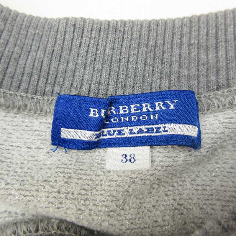 美品 バーバリーブルーレーベル BURBERRY BLUE LABEL クルーネック チュニック ワンピース 半袖 ミニ丈 ショート スウェット生地 38 ◎ME2_画像6