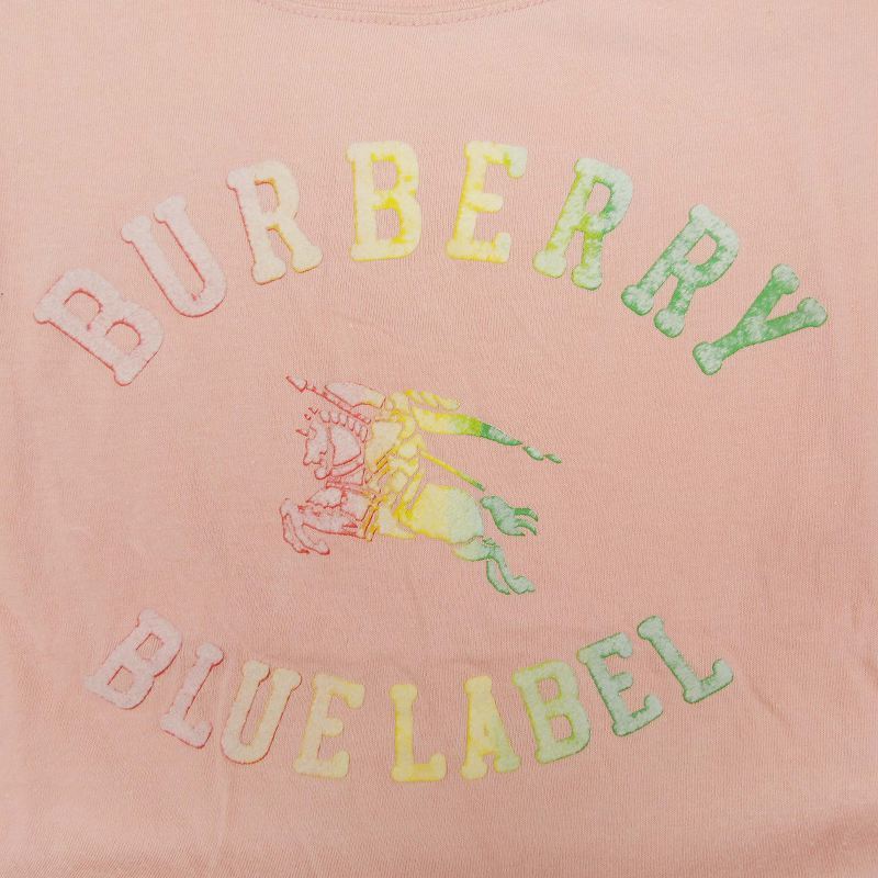 バーバリーブルーレーベル BURBERRY BLUE LABEL ロゴ プリント ワッペン Tシャツ カットソー トップス コットン 半袖 38 ◎ME2_画像3