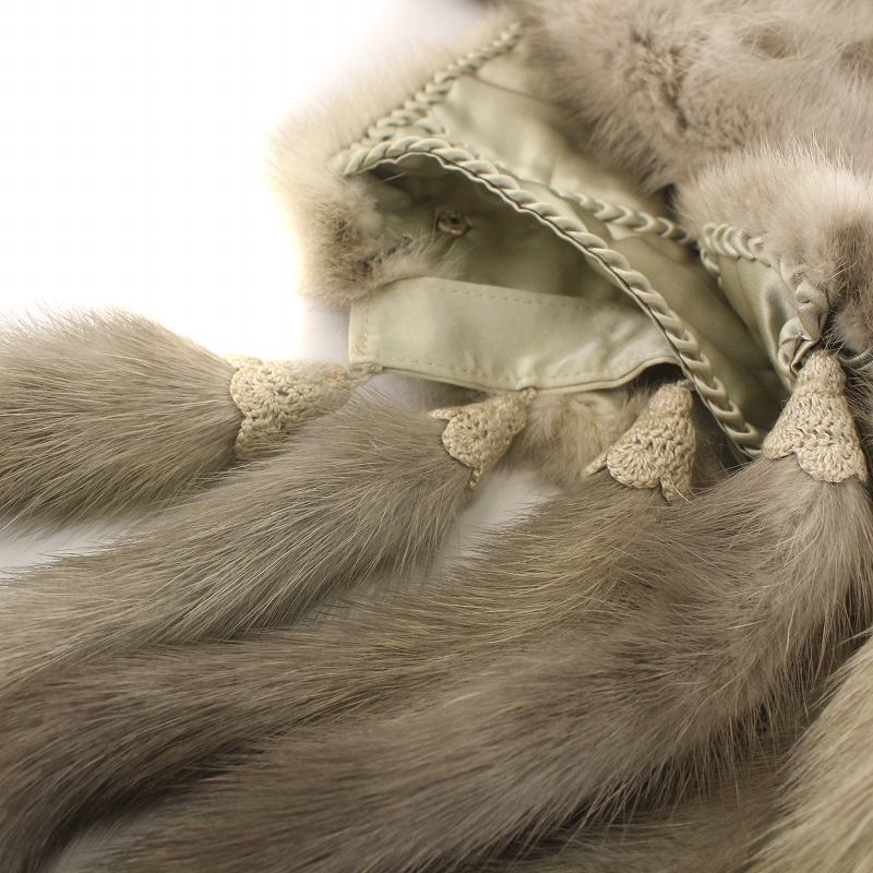  sapphire mink fur shawl stole large size fringe fur gray ju/AQ #GY18 lady's 