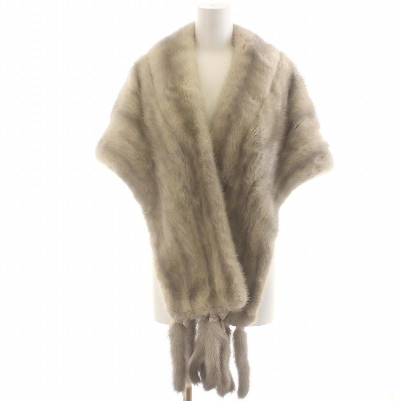  sapphire mink fur shawl stole large size fringe fur gray ju/AQ #GY18 lady's 