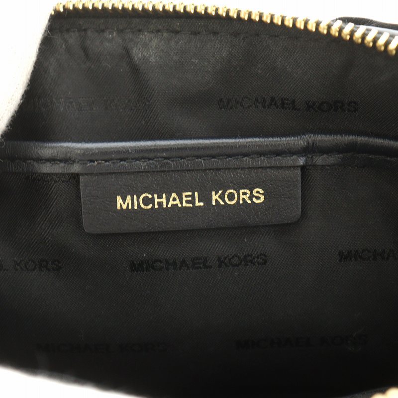 マイケルコース MICHAEL KORS ポーチ コスメポーチ 小物入れ フリル ロゴ ゴールド金具 レザー 黒 ブラック /AQ ■GY18 レディース_画像4