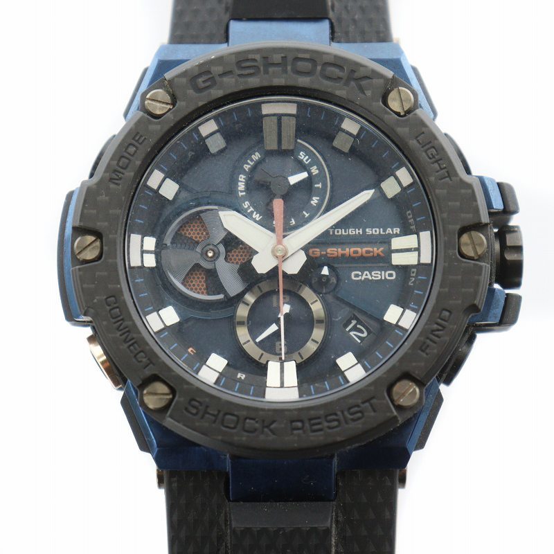 カシオジーショック CASIO G-SHOCK Gショック GST-B100XB-2AJF 腕時計 クロノグラフ タフソーラー 20BAR 稼働品 黒 青
