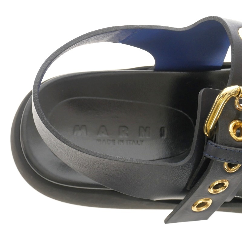 マルニ MARNI 19SS プラットフォームサンダル レザー 靴 38 ブラック 黒 ZPMS002906 レディースの画像5