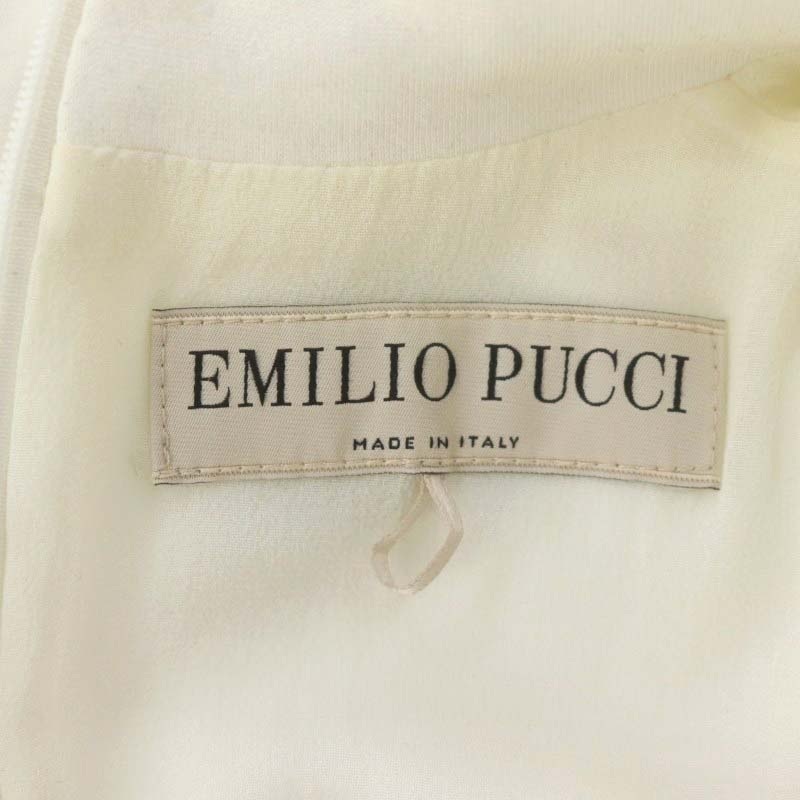 エミリオプッチ EMILIO PUCCI プッチ柄 ノースリーブワンピース ひざ丈 ストレッチ I38 オフホワイト /HS ■OS ■SH レディース_画像3