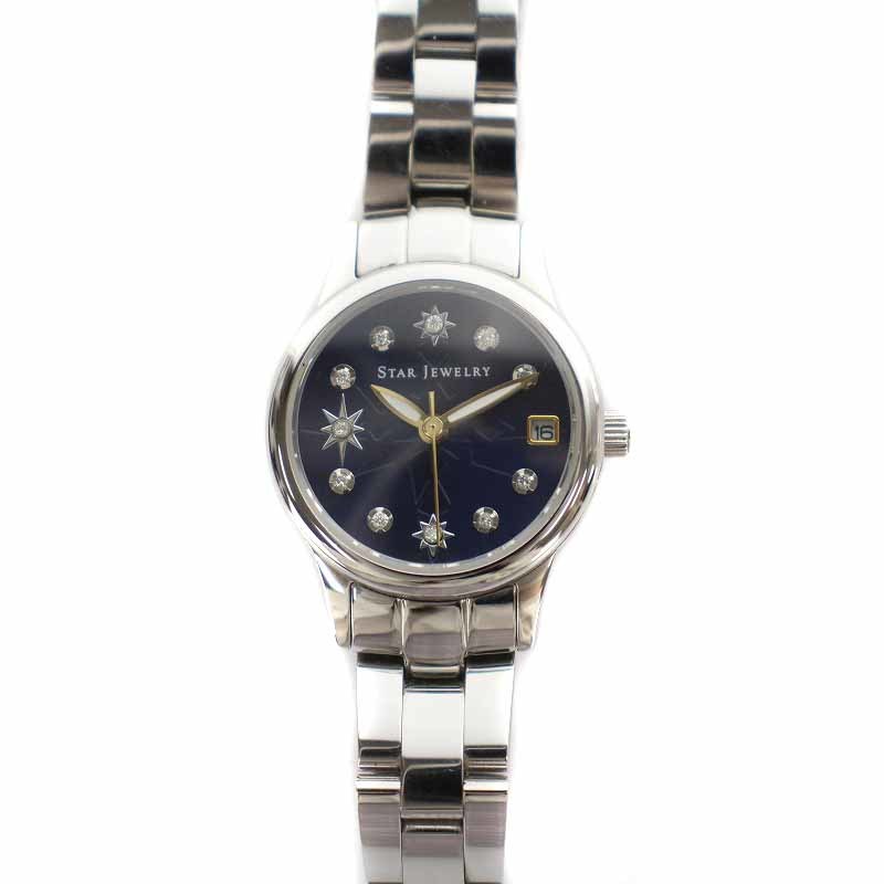 スタージュエリー STAR JEWELRY STEEL ウォッチ CELESTIAL DIAMOND 腕時計 クォーツ ダイヤモンド 0.06ct 3針 カレンダー 紺