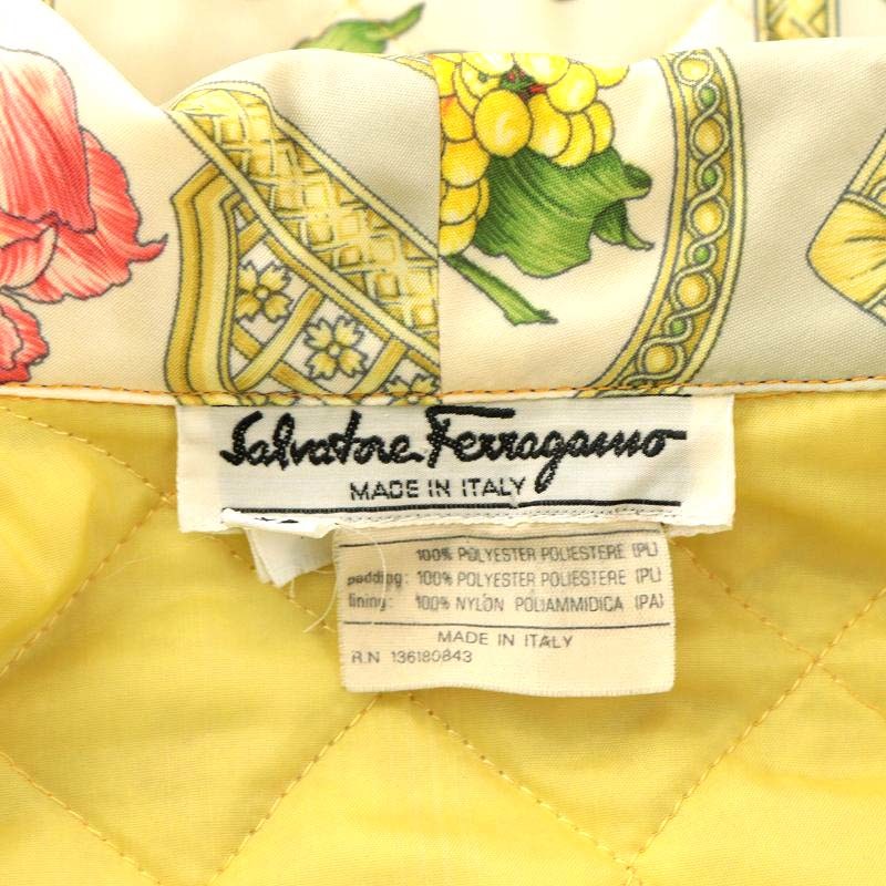 サルヴァトーレフェラガモ Salvatore Ferragamo キルティングジャケット 花柄 XS マルチカラー ベージュ ライトグリーン_画像4