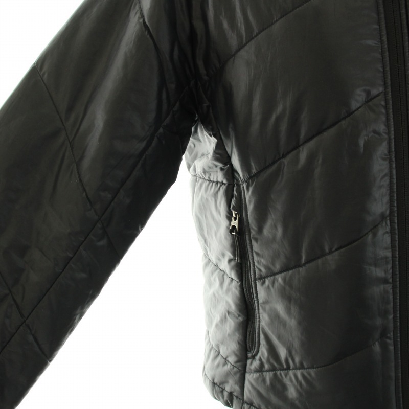 エーグル AIGLE 中綿ジャケット スタンドカラー ショート丈 リブ ロゴ刺繍 ウール混 XS 黒 ブラック /BB レディース_画像7