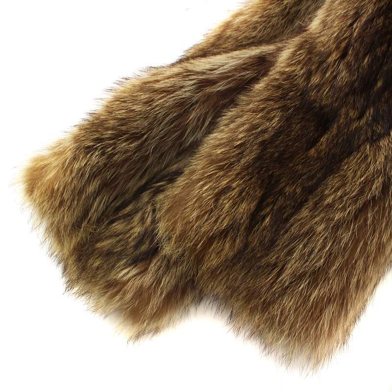  Paris on PARION short coat raccoon fur fur lining Logo 11 L tea Brown #GY18 /MQ lady's 